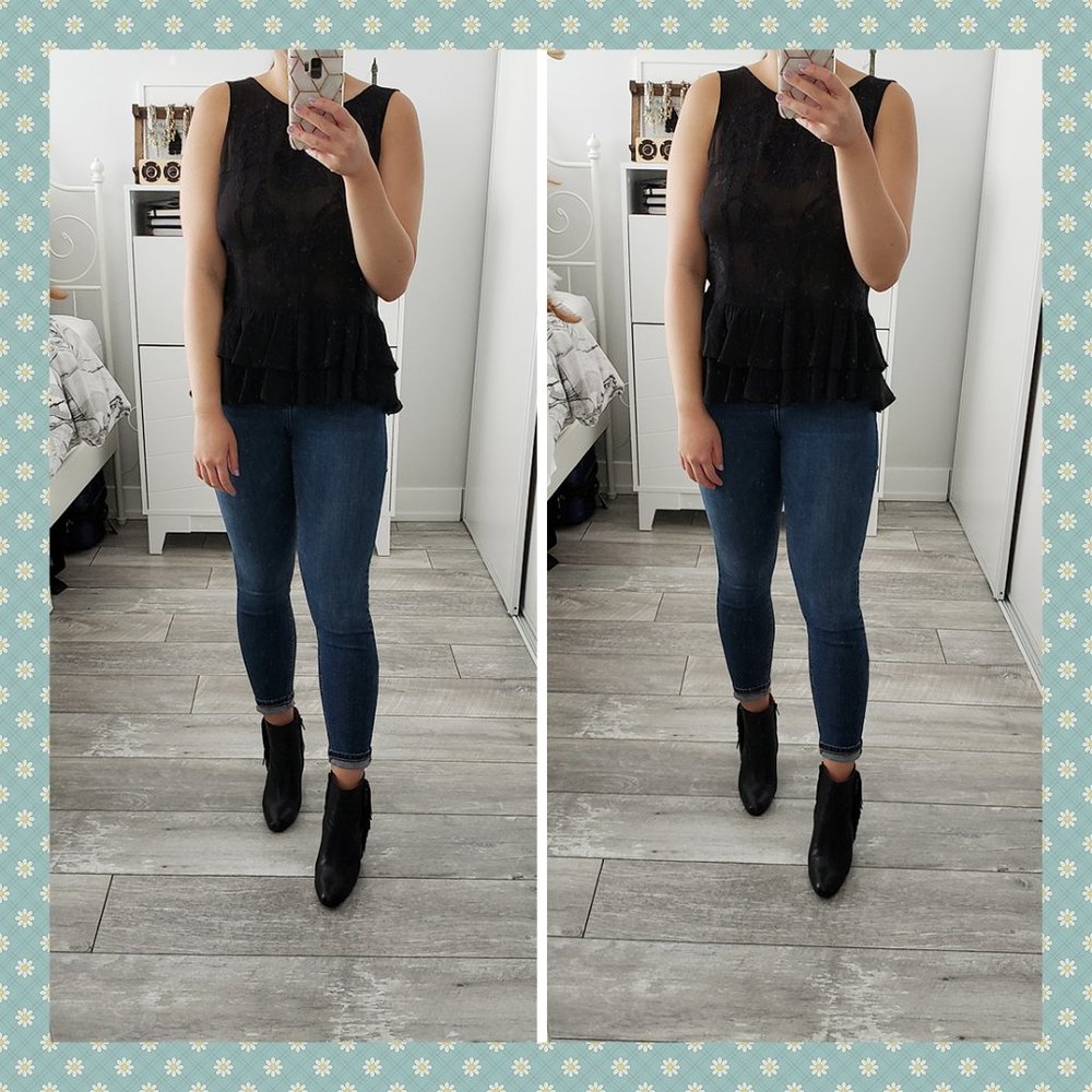 NWOT Guess Black Peplum Top